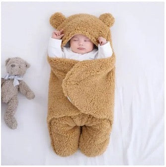 NEW BORN BABY WRAP BLANKET PINK BROWN