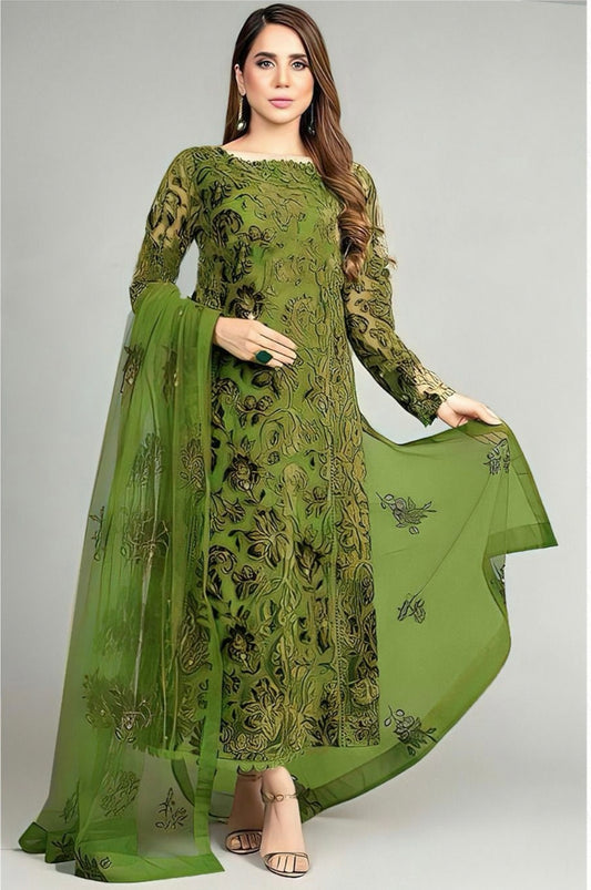 LAWN 3 PIECE UNSTICHED FULL HEAVY EMB SUIT FOR SUMMER 2025