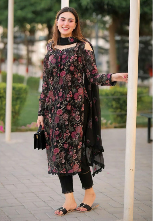 LAWN 3 PIECE UNSTICHED FULL HEAVY EMB SUIT FOR SUMMER 2025