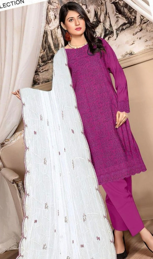 LAWN 3 PIECE UNSTICHED FULL HEAVY EMB SUIT FOR SUMMER 2025