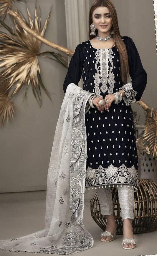 LAWN 3 PIECE UNSTICHED FULL HEAVY EMB SUIT FOR SUMMER 2025
