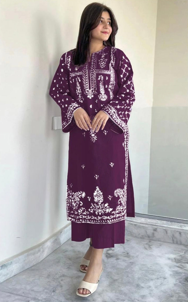 LAWN 2 PIECE UNSTICHED FULL HEAVY EMB SUIT FOR SUMMER 2025