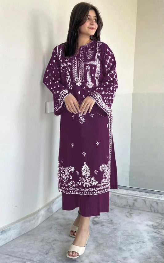 LAWN 2 PIECE UNSTICHED FULL HEAVY EMB SUIT FOR SUMMER 2025
