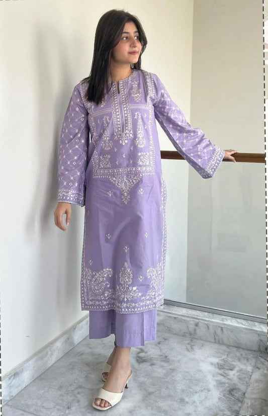 LAWN 2 PIECE UNSTICHED FULL HEAVY EMB SUIT FOR SUMMER 2025