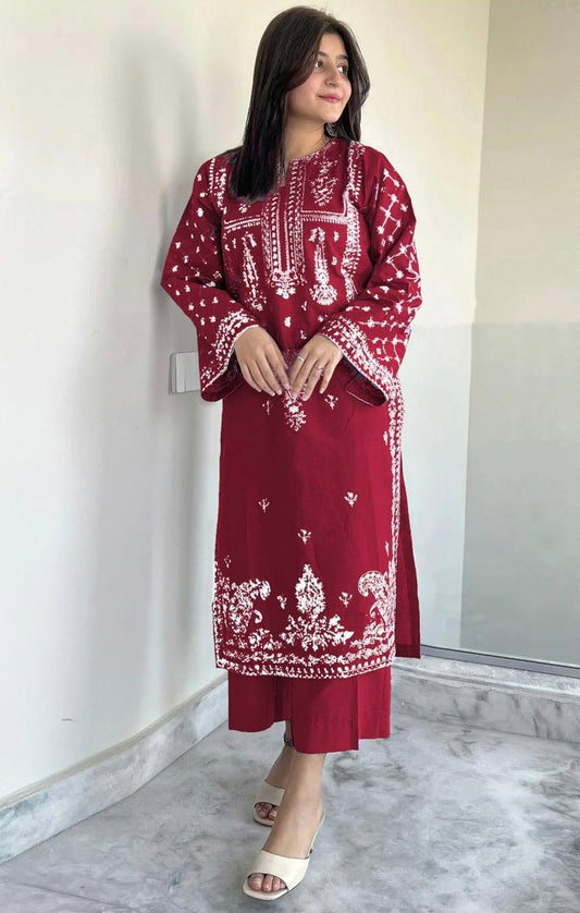 LAWN 2 PIECE UNSTICHED FULL HEAVY EMB SUIT FOR SUMMER 2025