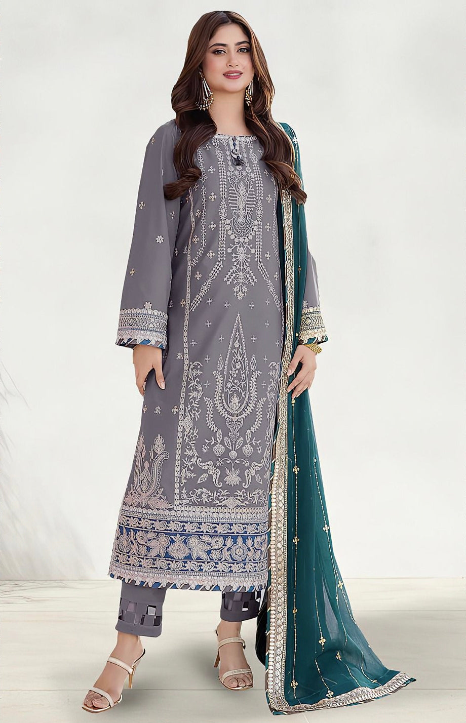 LAWN 3 PIECE UNSTICHED FULL HEAVY EMB SUIT FOR SUMMER 2025