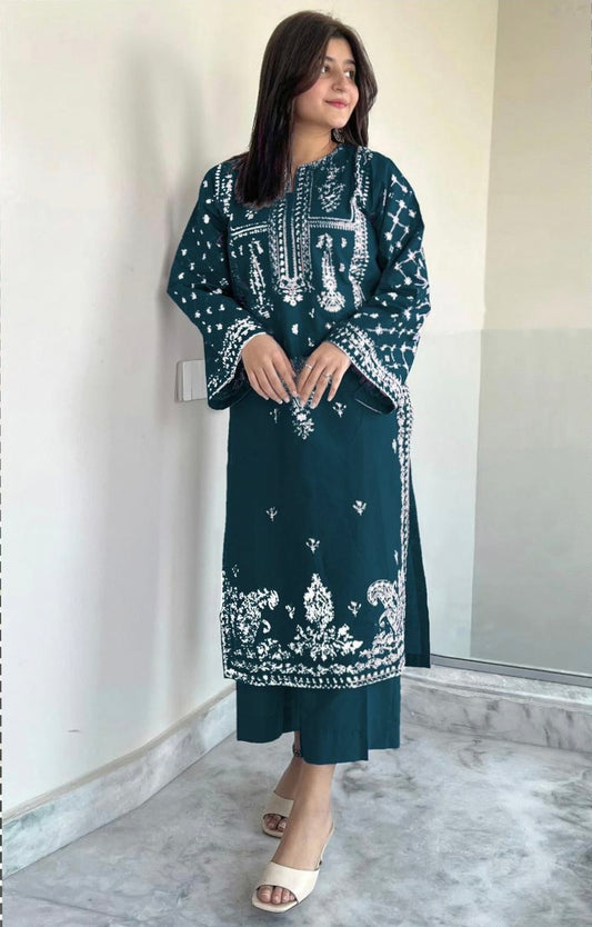 LAWN 2 PIECE UNSTICHED FULL HEAVY EMB SUIT FOR SUMMER 2025