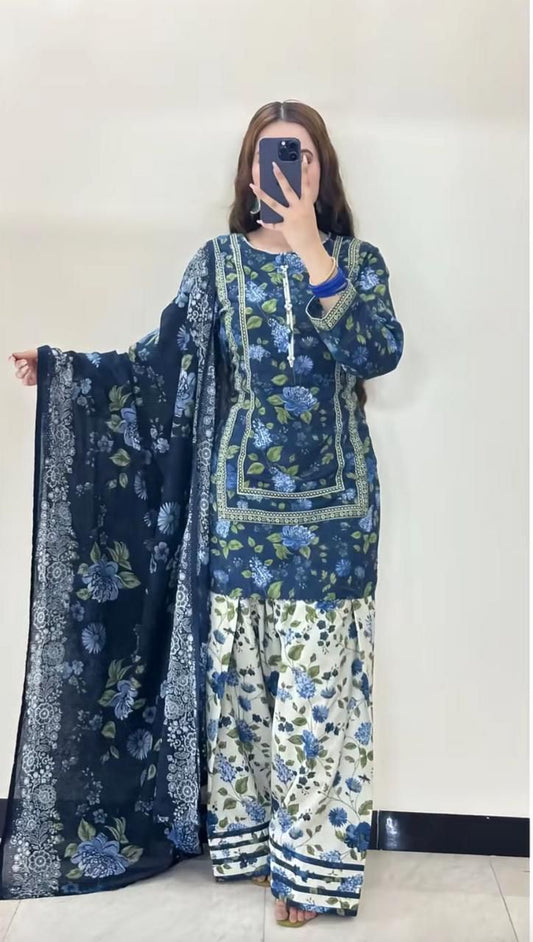 PRINT LAWN 3 PIECE UNSTICHED SUIT FOR SUMMER 2025