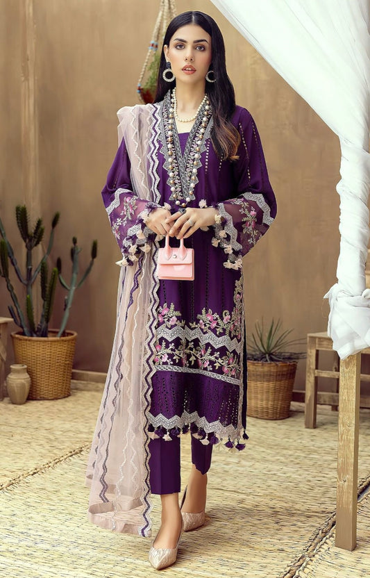 LAWN 3 PIECE UNSTICHED FULL HEAVY EMB SUIT FOR SUMMER 2025