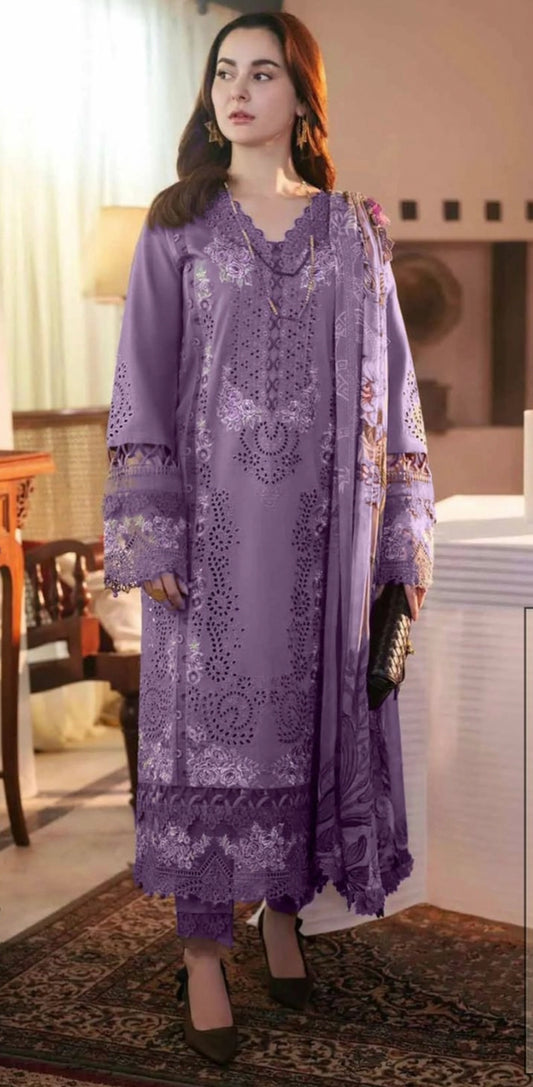 LAWN 3 PIECE UNSTICHED FULL HEAVY EMB SUIT FOR SUMMER 2025