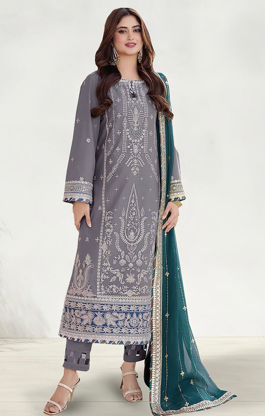 LAWN 3 PIECE UNSTICHED FULL HEAVY EMB SUIT FOR SUMMER 2025