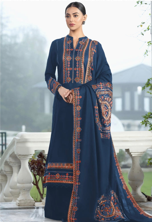 BREEZE | DHANAK 3 PIECE FULL HEAVY EMB SUIT WITH HEAVY EMB SHAWL FOR WINTER 2025-26
