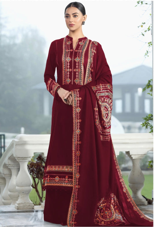 BREEZE | DHANAK 3 PIECE FULL HEAVY EMB SUIT WITH HEAVY EMB SHAWL FOR WINTER 2025-26
