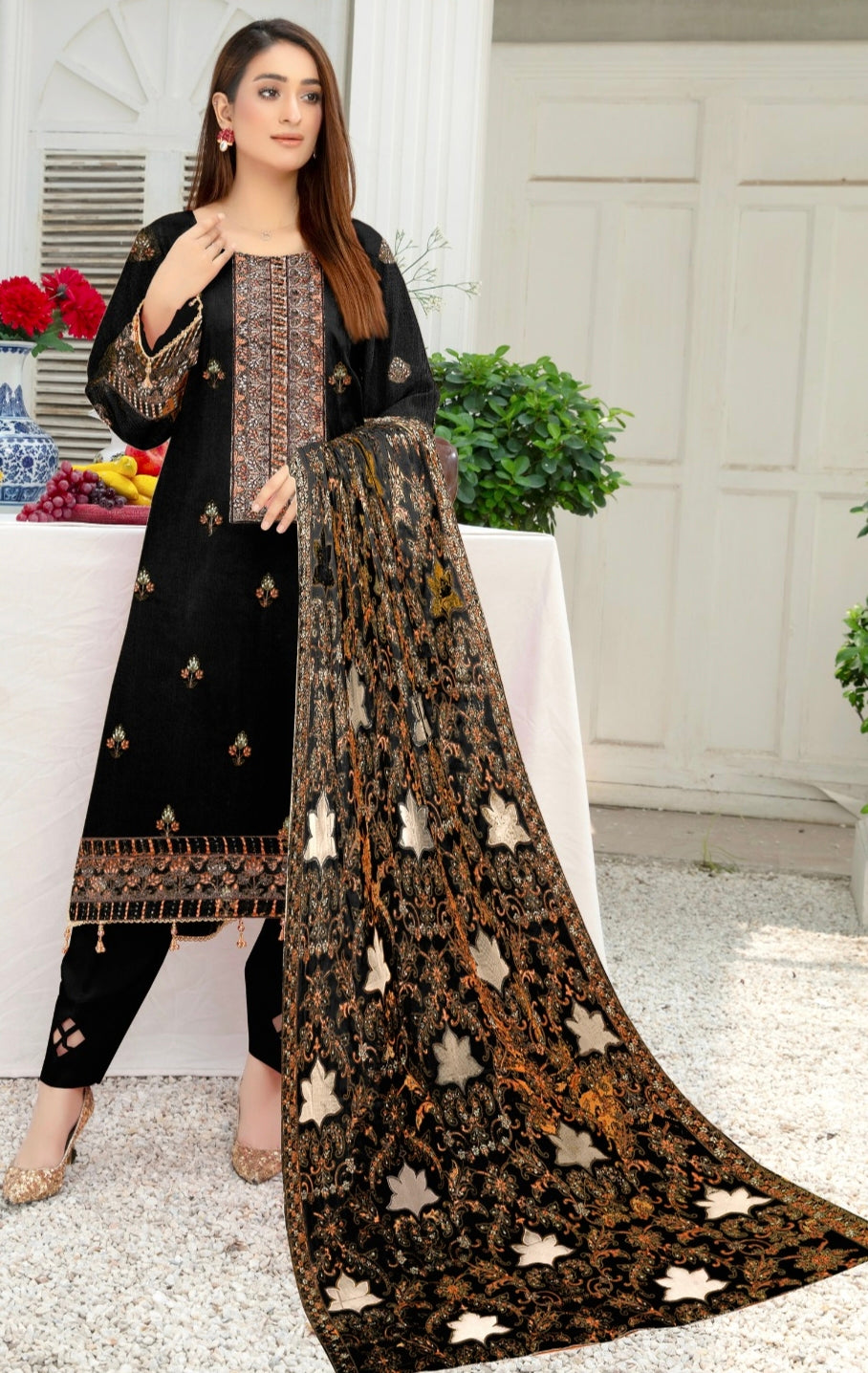 BAREEZE | DHANAK 3 PIECE FULL HEAVY EMB SUIT WITH HEAVY EMB SHAWL FOR WINTER 2025-26