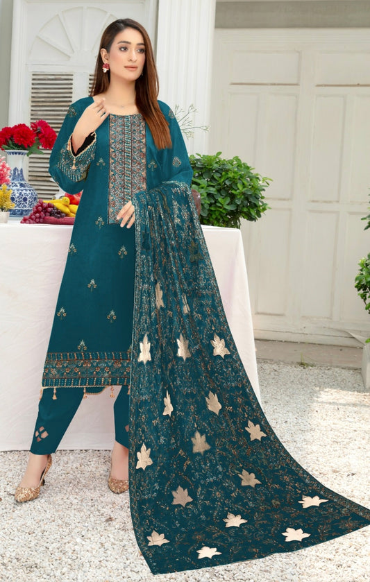 BAREEZE | DHANAK 3 PIECE FULL HEAVY EMB SUIT WITH HEAVY EMB SHAWL FOR WINTER 2025-26