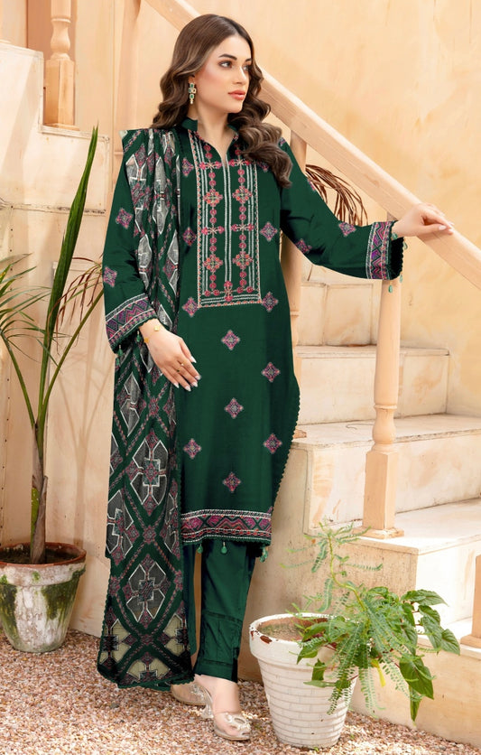 BREEZE | DHANAK 3 PIECE FULL HEAVY EMB SUIT WITH HEAVY EMB SHAWL FOR WINTER 2025-26