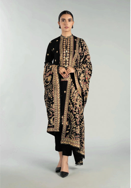 BREEZE | DHANAK 3 PIECE FULL HEAVY EMB SUIT WITH HEAVY EMB SHAWL FOR WINTER 2025-26