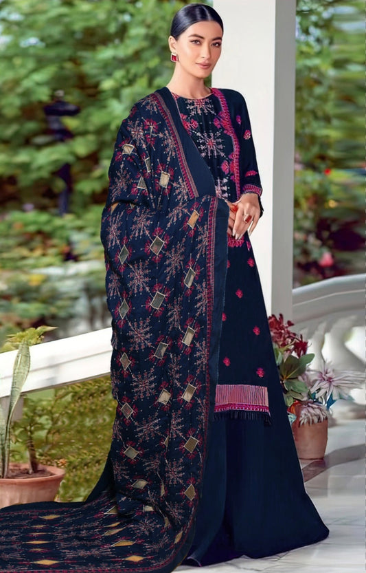 BREEZE | DHANAK 3 PIECE FULL HEAVY EMB SUIT WITH HEAVY EMB SHAWL FOR WINTER 2025-26