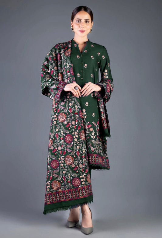 BAREEZE | DHANAK 3 PIECE FULL HEAVY EMB SUIT WITH HEAVY EMB SHAWL FOR WINTER 2025-26