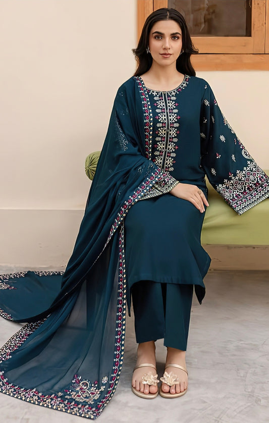 MARIA B| DHANAK 3 PIECE FULL HEAVY EMB SUIT WITH HEAVY EMB SHAWL FOR WINTER 2025-26
