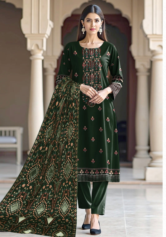 BAREEZE | DHANAK 3 PIECE FULL HEAVY EMB SUIT WITH HEAVY EMB SHAWL FOR WINTER 2025-26