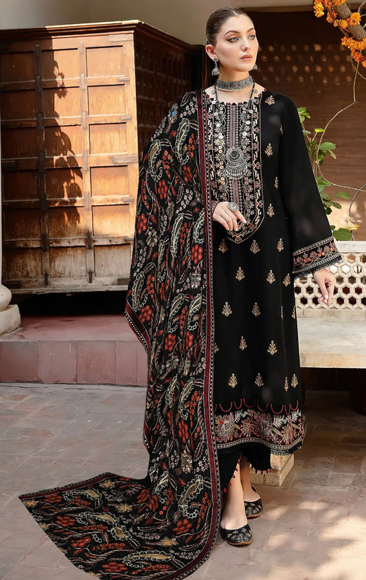 RAMSHA | DHANAK 3 PIECE FULL HEAVY EMB SUIT WITH HEAVY EMB SHAWL FOR WINTER 2025-26