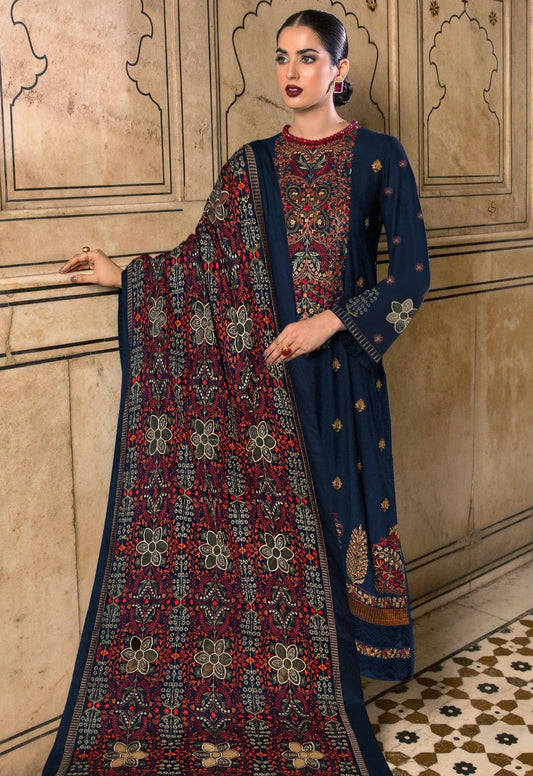 BREEZE | DHANAK 3 PIECE FULL HEAVY EMB SUIT WITH HEAVY EMB SHAWL FOR WINTER 2025-26