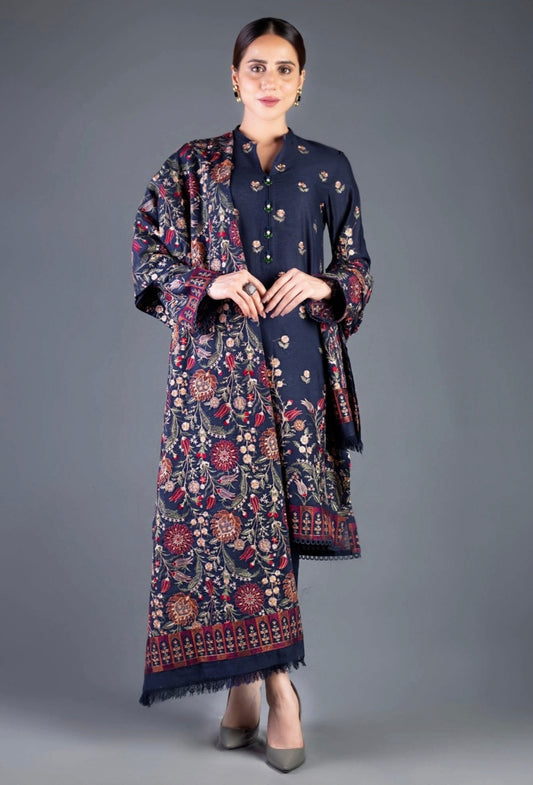 BREEZE | DHANAK 3 PIECE FULL HEAVY EMB SUIT WITH HEAVY EMB SHAWL FOR WINTER 2025-26