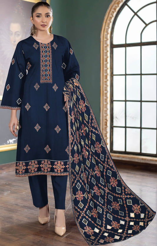 BAREEZE | DHANAK 3 PIECE FULL HEAVY EMB SUIT WITH HEAVY EMB SHAWL FOR WINTER 2025-26