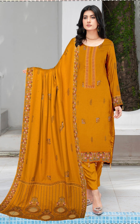 MUSHQ | DHANAK 3 PIECE FULL HEAVY EMB SUIT WITH HEAVY EMB SHAWL FOR WINTER 2025-26