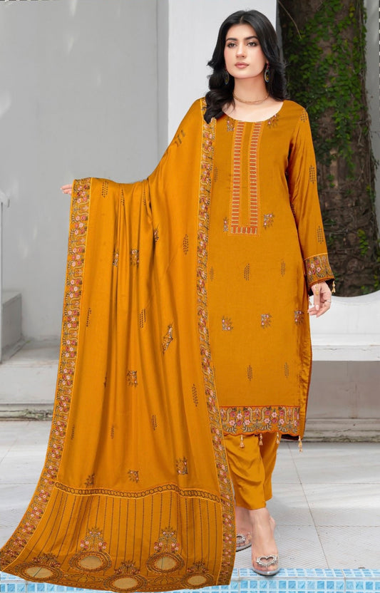 MUSHQ  | DHANAK 3 PIECE FULL HEAVY EMB SUIT WITH HEAVY EMB SHAWL FOR WINTER 2025-26