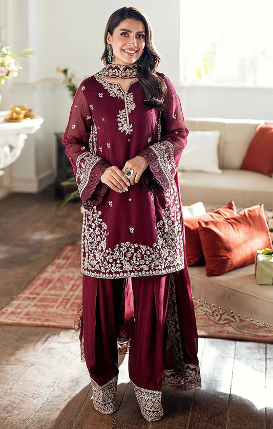AZURE | DHANAK 3 PIECE FULL HEAVY EMB SUIT WITH HEAVY EMB SHAWL FOR WINTER 2025-26 D-1768