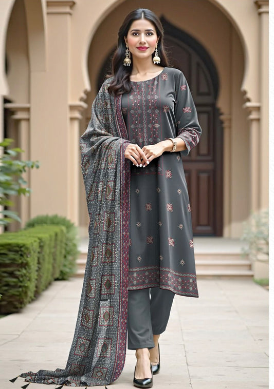 BAREEZE | DHANAK 3 PIECE FULL HEAVY EMB SUIT WITH HEAVY EMB SHAWL FOR WINTER 2025-26 D-1701