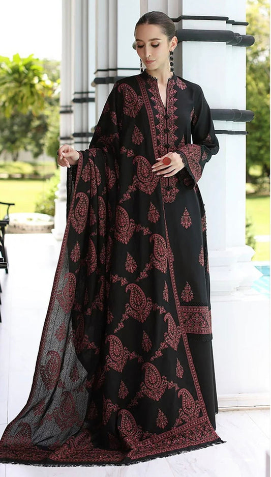 BAREEZE | DHANAK 3 PIECE FULL HEAVY EMB SUIT WITH HEAVY EMB SHAWL FOR WINTER 2025-26 D-1701
