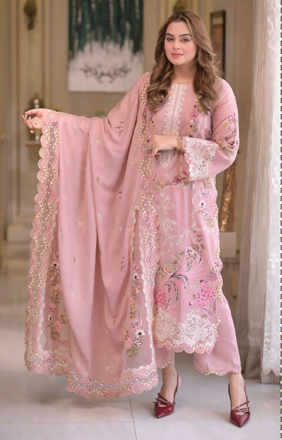 ANEELAS | LAWN 3 PIECE UNSTICHED FULL HEAVY EMB SUIT WITH READY TO WEAR CUTTWORK DUBATTA FOR SUMMER 2026