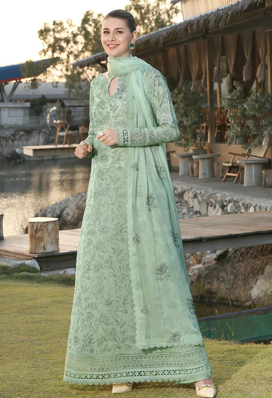 BAREEZE | LAWN 3 PIECE UNSTICHED FULL HEAVY EMB SUIT WITH READY TO WEAR CUTTWORK DUBATTA FOR SUMMER 2026