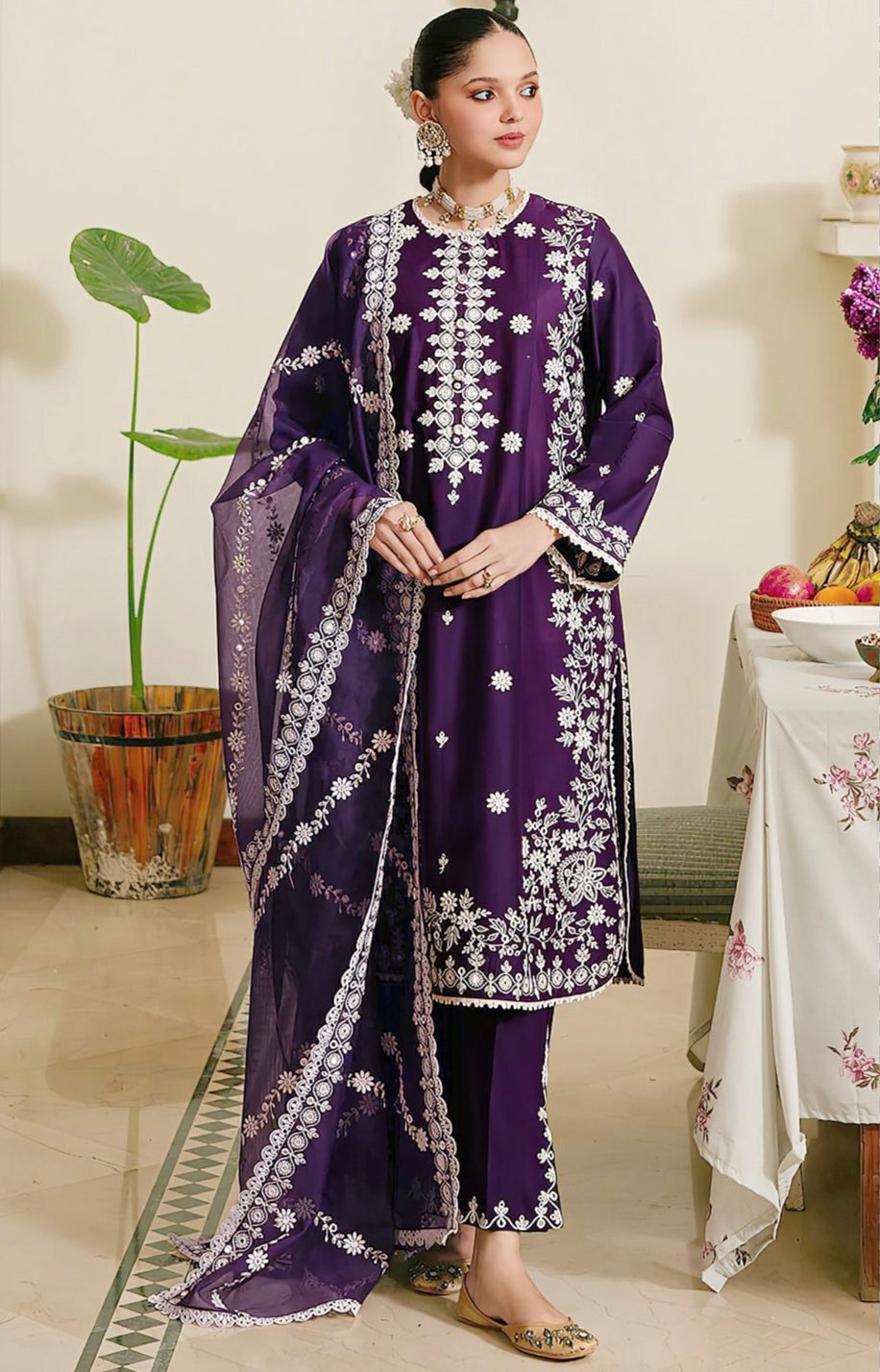 CROSS STITCH | LAWN 3 PIECE UNSTICHED FULL HEAVY EMB SUIT WITH READY TO WEAR CUTTWORK DUBATTA FOR SUMMER 2026