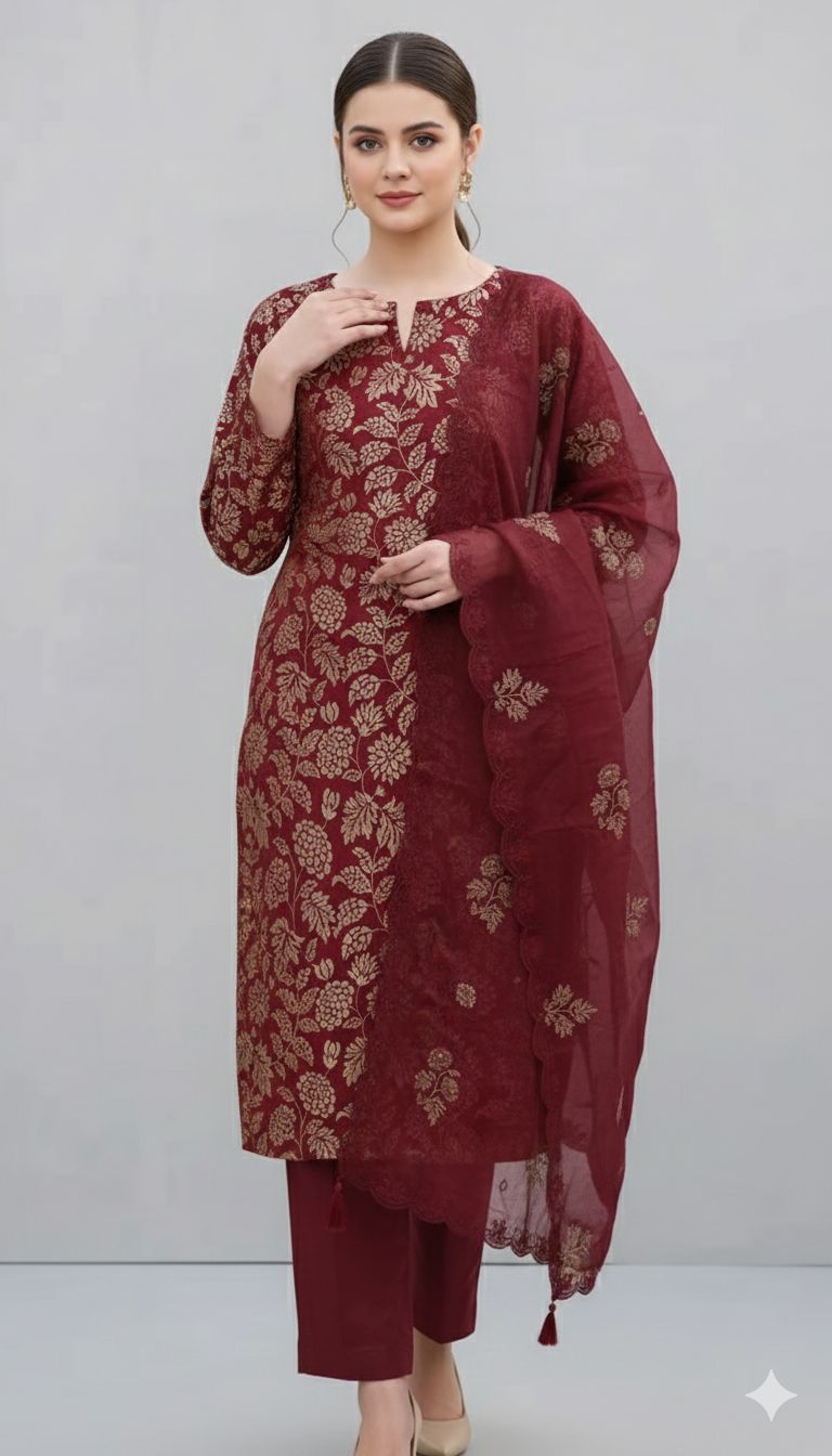 BAREEZE | LAWN 3 PIECE UNSTICHED FULL HEAVY EMB SUIT WITH READY TO WEAR CUTTWORK DUBATTA FOR SUMMER 2026