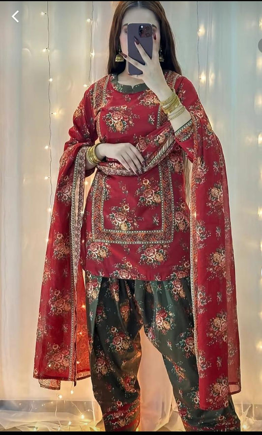PRINT LAWN 3 PIECE UNSTICHED SUIT FOR SUMMER 2025