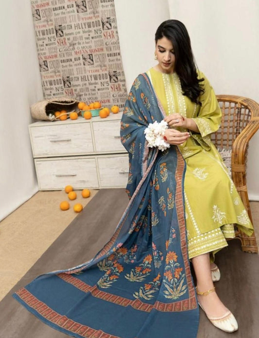 LAWN 3 PIECE UNSTICHED FULL HEAVY EMB SUIT FOR SUMMER 2025