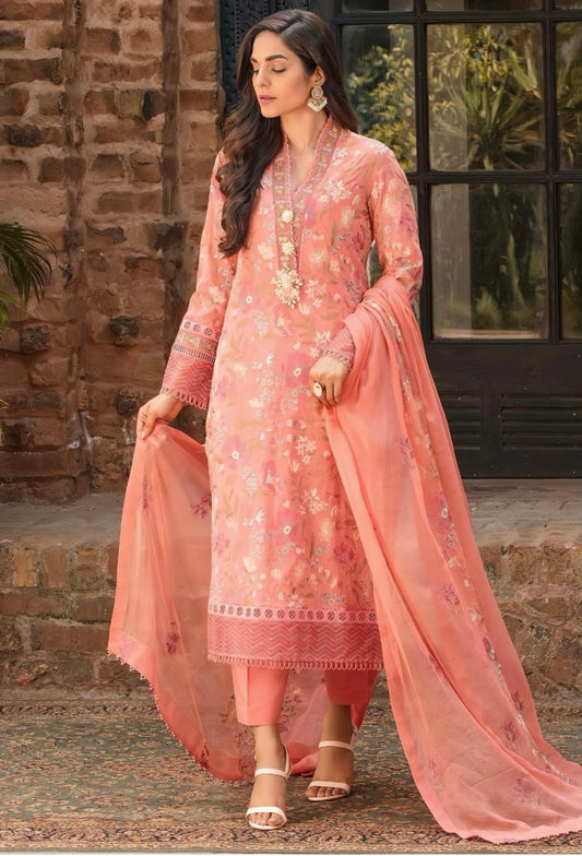LAWN 3 PIECE UNSTICHED FULL HEAVY EMB SUIT FOR SUMMER 2025