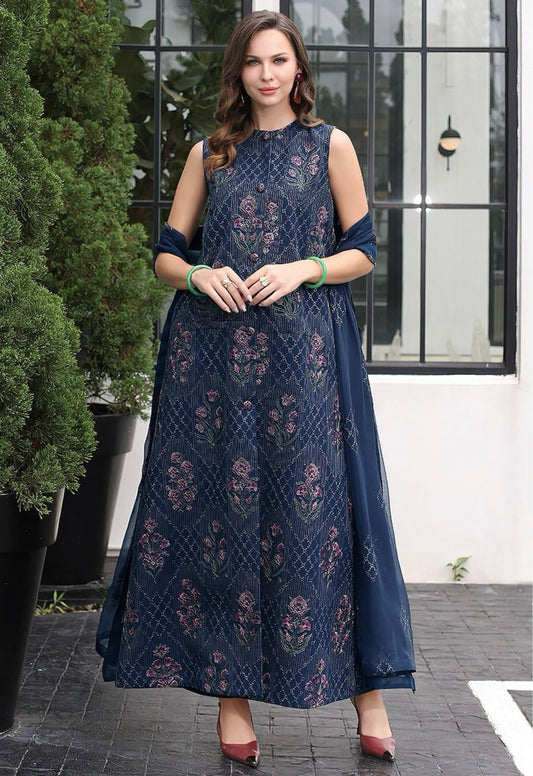 LAWN 3 PIECE UNSTICHED FULL HEAVY EMB SUIT FOR SUMMER 2025