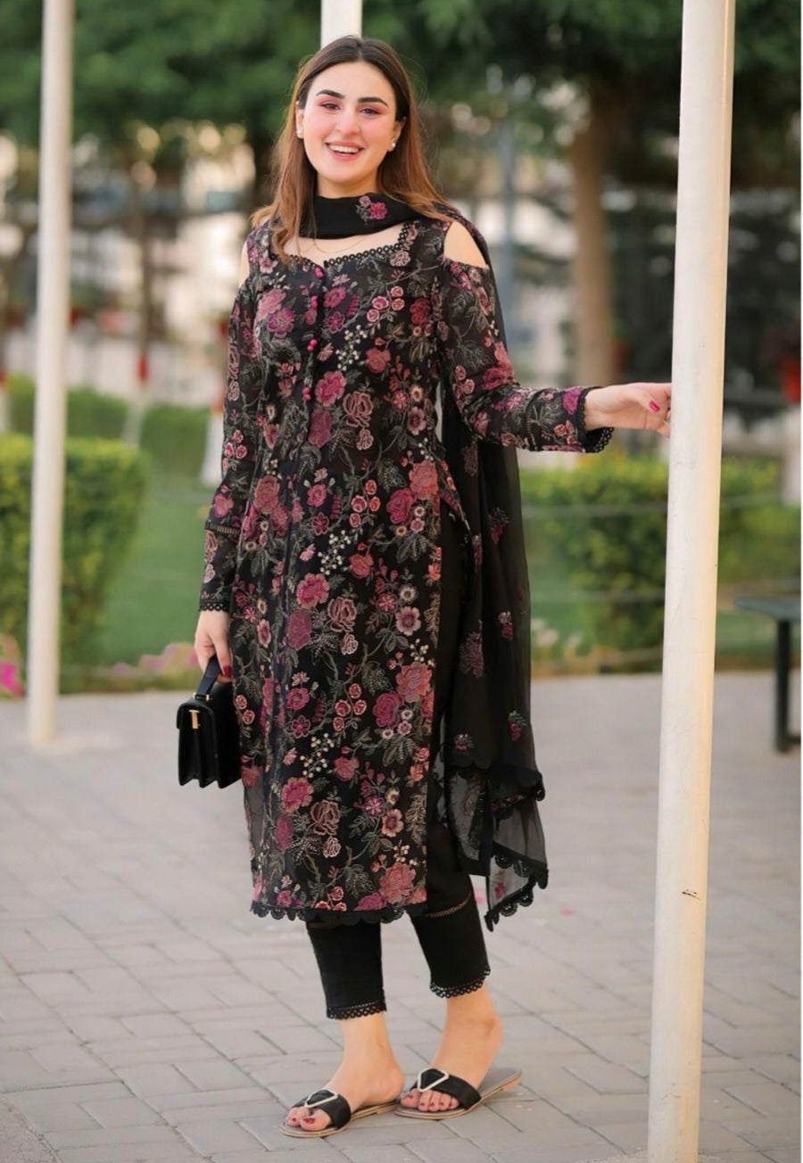 LAWN 3 PIECE UNSTICHED FULL HEAVY EMB SUIT FOR SUMMER 2025