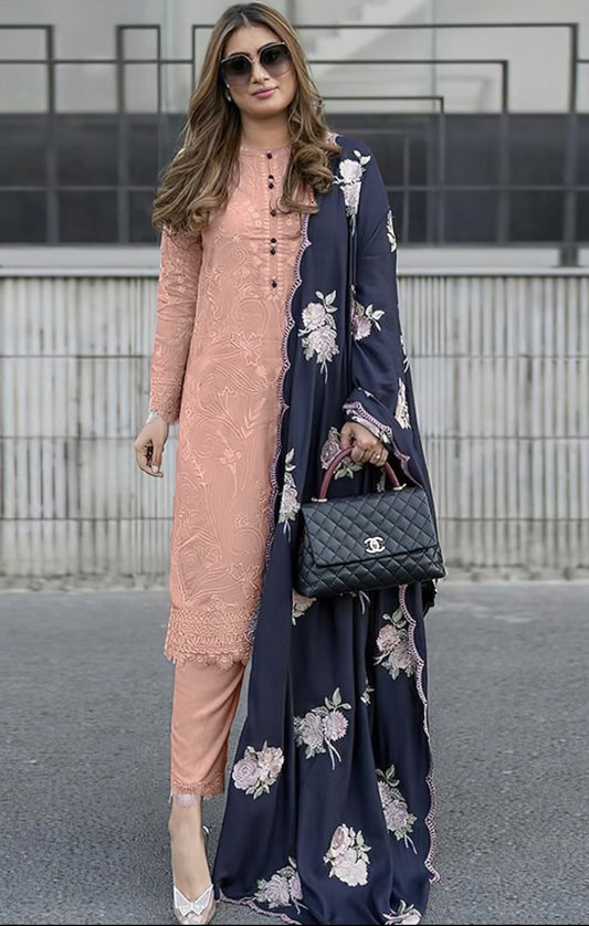 LAWN 3 PIECE UNSTICHED FULL HEAVY EMB SUIT FOR SUMMER 2025