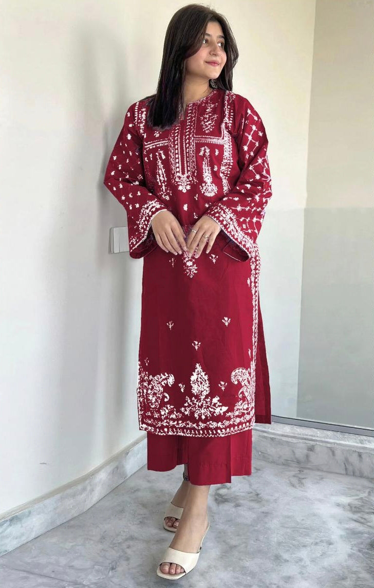 LAWN 2 PIECE UNSTICHED FULL HEAVY EMB SUIT FOR SUMMER 2025