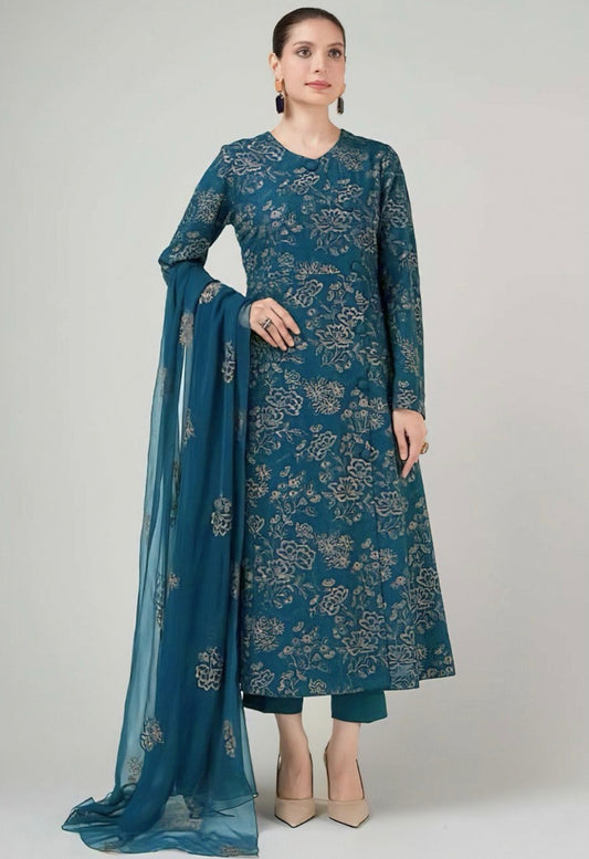 LAWN 3 PIECE UNSTICHED FULL HEAVY EMB SUIT FOR SUMMER 2025