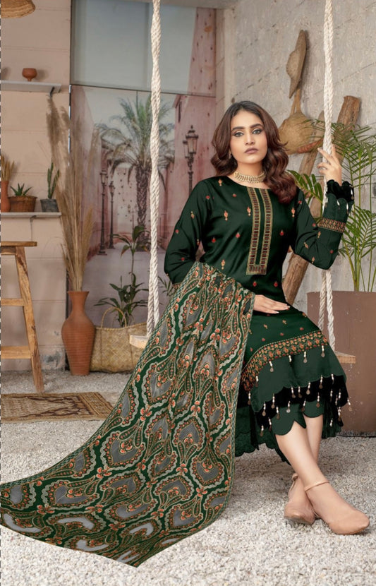 LAWN 3 PIECE UNSTICHED FULL HEAVY EMB SUIT FOR SUMMER 2025