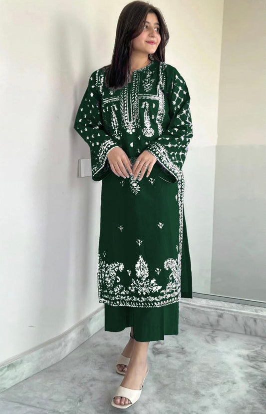 LAWN 2 PIECE UNSTICHED FULL HEAVY EMB SUIT FOR SUMMER 2025