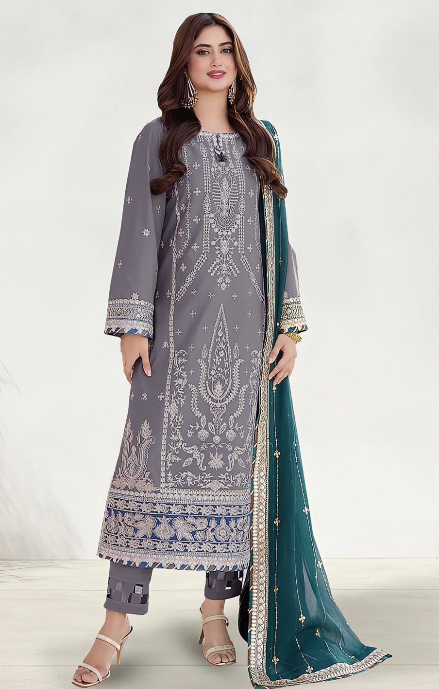 LAWN 3 PIECE UNSTICHED FULL HEAVY EMB SUIT FOR SUMMER 2025