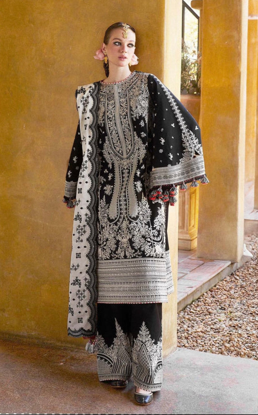 HUSSAIN REHAR| DHANAK 3 PIECE FULL HEAVY EMB SUIT WITH HEAVY EMB SHAWL FOR WINTER 2025-26 D-1810